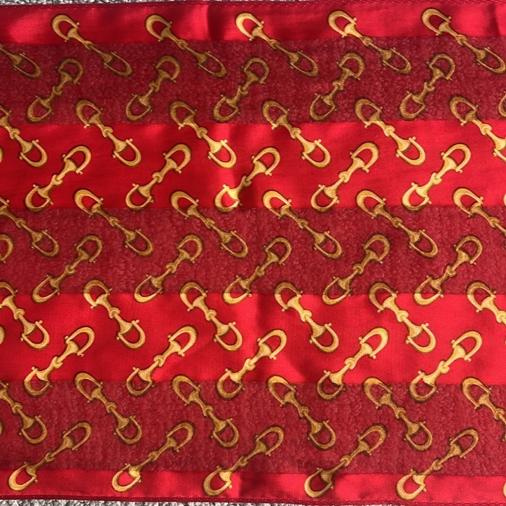 Echo Scarf Sill Red and Gold | Vintage | Western | Equestrian | Quiet Luxury - Picture 7 of 10